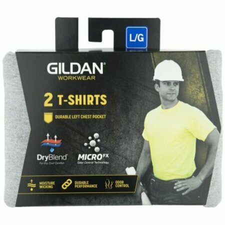 GILDAN XL GRY SS T-Shirt, 2PK 1297058